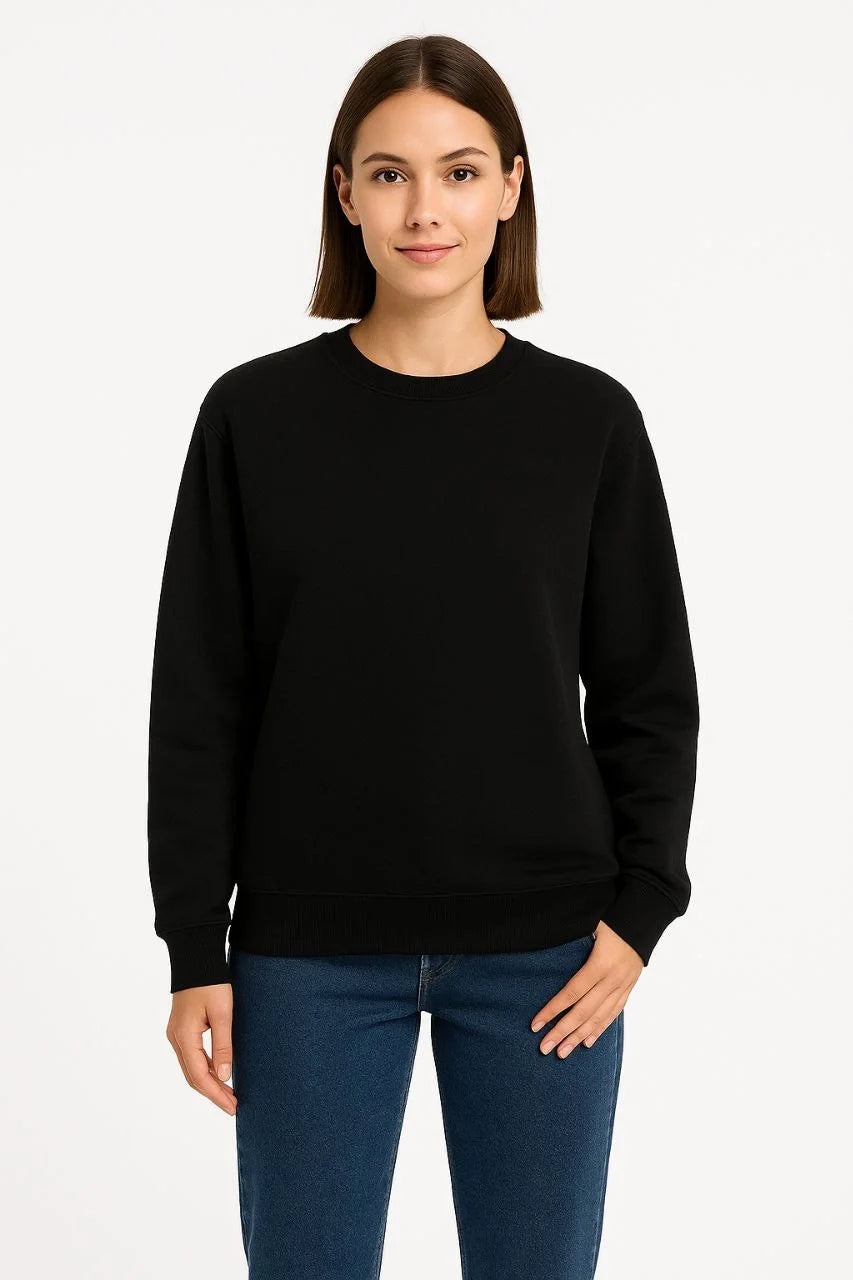 Kadın Üç İplik Düz Bisiklet Yaka SweatShirt - Varsayılan