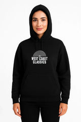 Kadın Kapşonlu Sweatshirt – Oversize Üç İplik Şardonlu Hoodie, “West Coast Classics” Ön & Arka Baskılı, Kanguru Cepli Kışlık Günlük Stil - Varsayılan