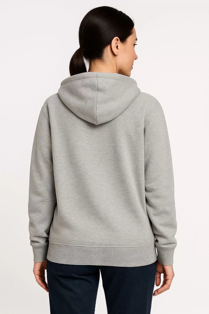 Kadın Üç İplik Kapüşonlu Tam Fermuarlı Kanguru Çepli SweatShirt Hoodie - Varsayılan