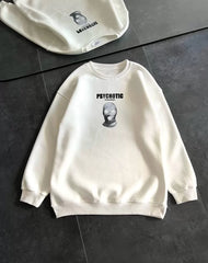 Kışlık Bisiklet Yaka Baskılı SweatShirt - Varsayılan