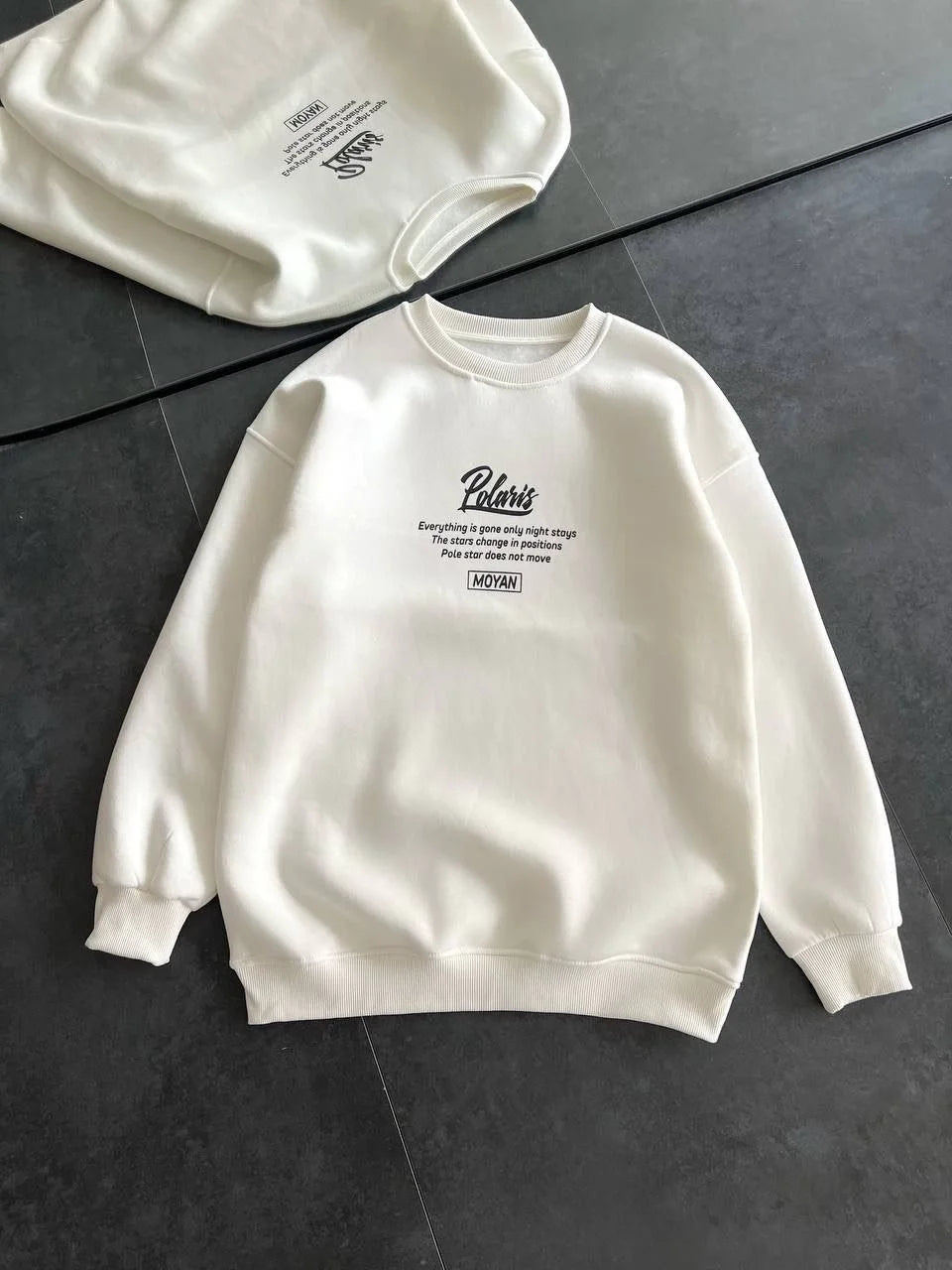 Kışlık Bisiklet Yaka Ön Ve Arka Baskılı SweatShirt - Varsayılan