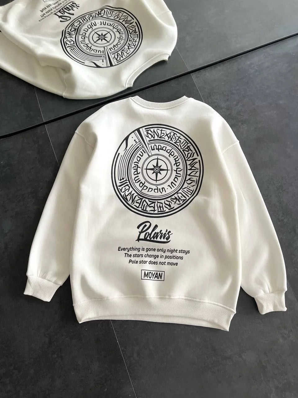 Kışlık Bisiklet Yaka Ön Ve Arka Baskılı SweatShirt - Varsayılan