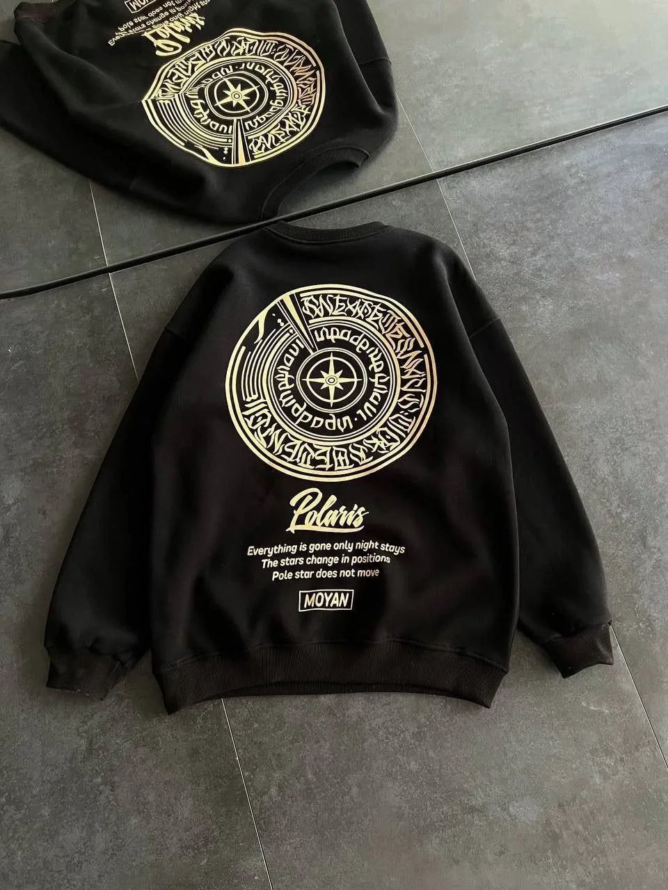 Kışlık Bisiklet Yaka Ön Ve Arka Baskılı SweatShirt - Varsayılan
