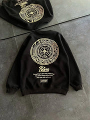 Kışlık Bisiklet Yaka Ön Ve Arka Baskılı SweatShirt - Varsayılan