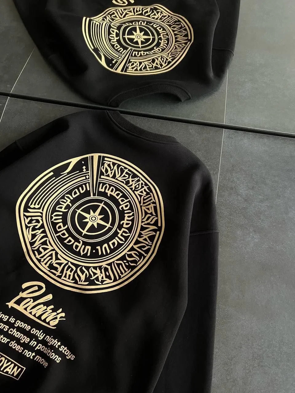 Kışlık Bisiklet Yaka Ön Ve Arka Baskılı SweatShirt - Varsayılan