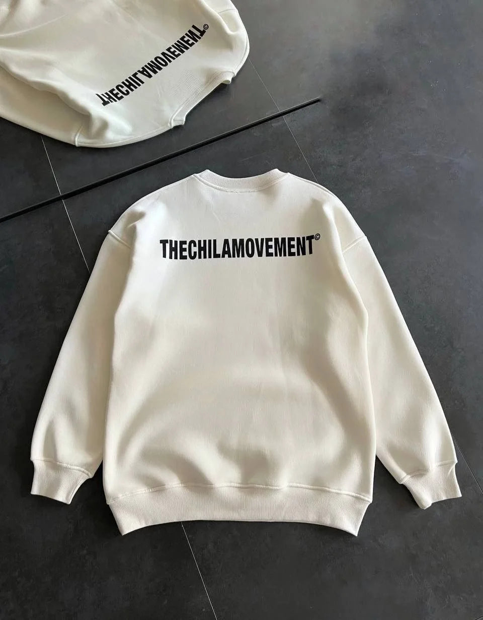 Kışlık Bisiklet Yaka Oversize Baskılı SweatShirt - Varsayılan