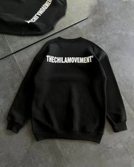 Kışlık Bisiklet Yaka Oversize Baskılı SweatShirt - Varsayılan