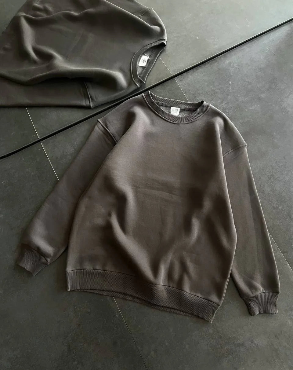 Kışlık Bisiklet Yaka Üç İplik Basic SweatShirt - Varsayılan