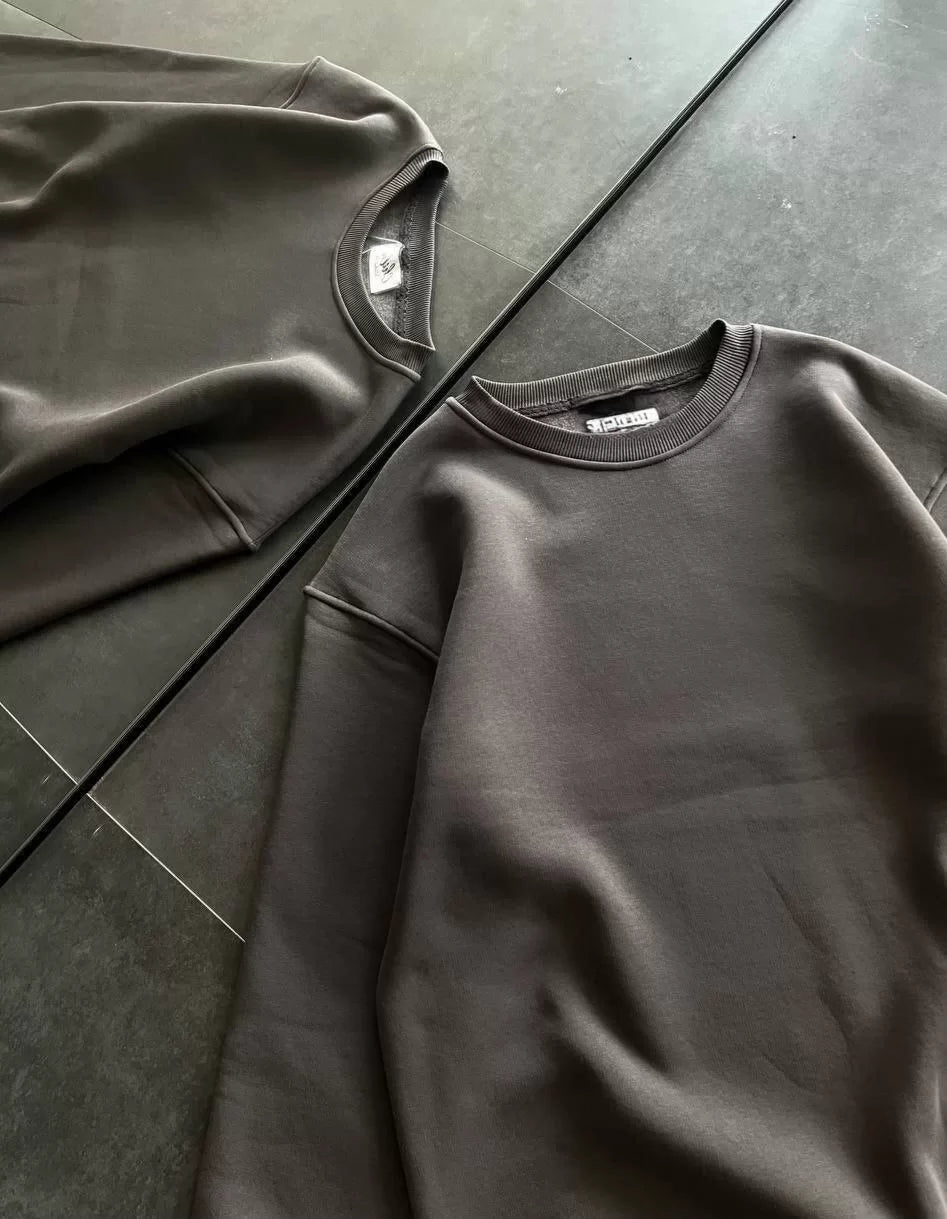 Kışlık Bisiklet Yaka Üç İplik Basic SweatShirt - Varsayılan