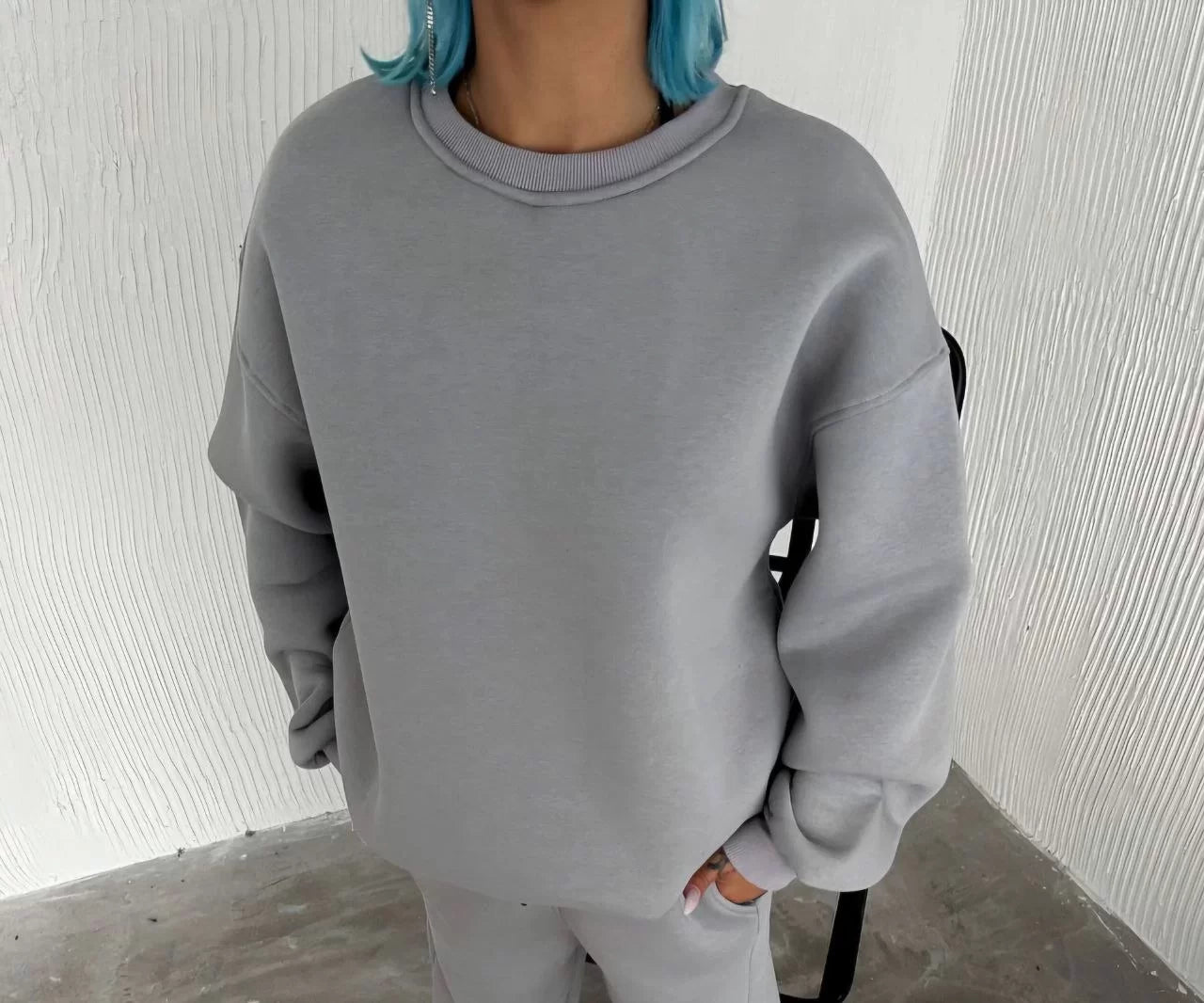 Kışlık Bisiklet Yaka Üç İplik Basic SweatShirt - Varsayılan