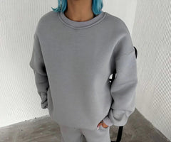 Kışlık Bisiklet Yaka Üç İplik Basic SweatShirt - Varsayılan