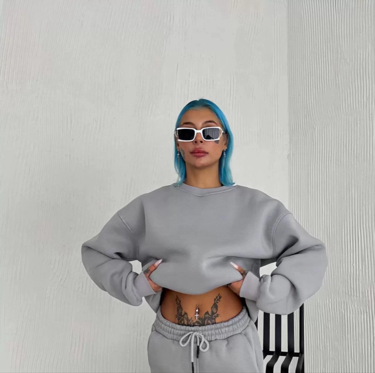 Kışlık Bisiklet Yaka Üç İplik Basic SweatShirt - Varsayılan
