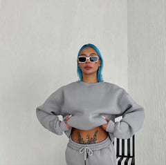 Kışlık Bisiklet Yaka Üç İplik Basic SweatShirt - Varsayılan