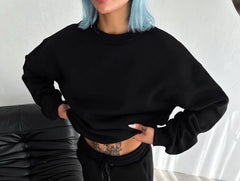 Kışlık Bisiklet Yaka Üç İplik Basic SweatShirt - Varsayılan