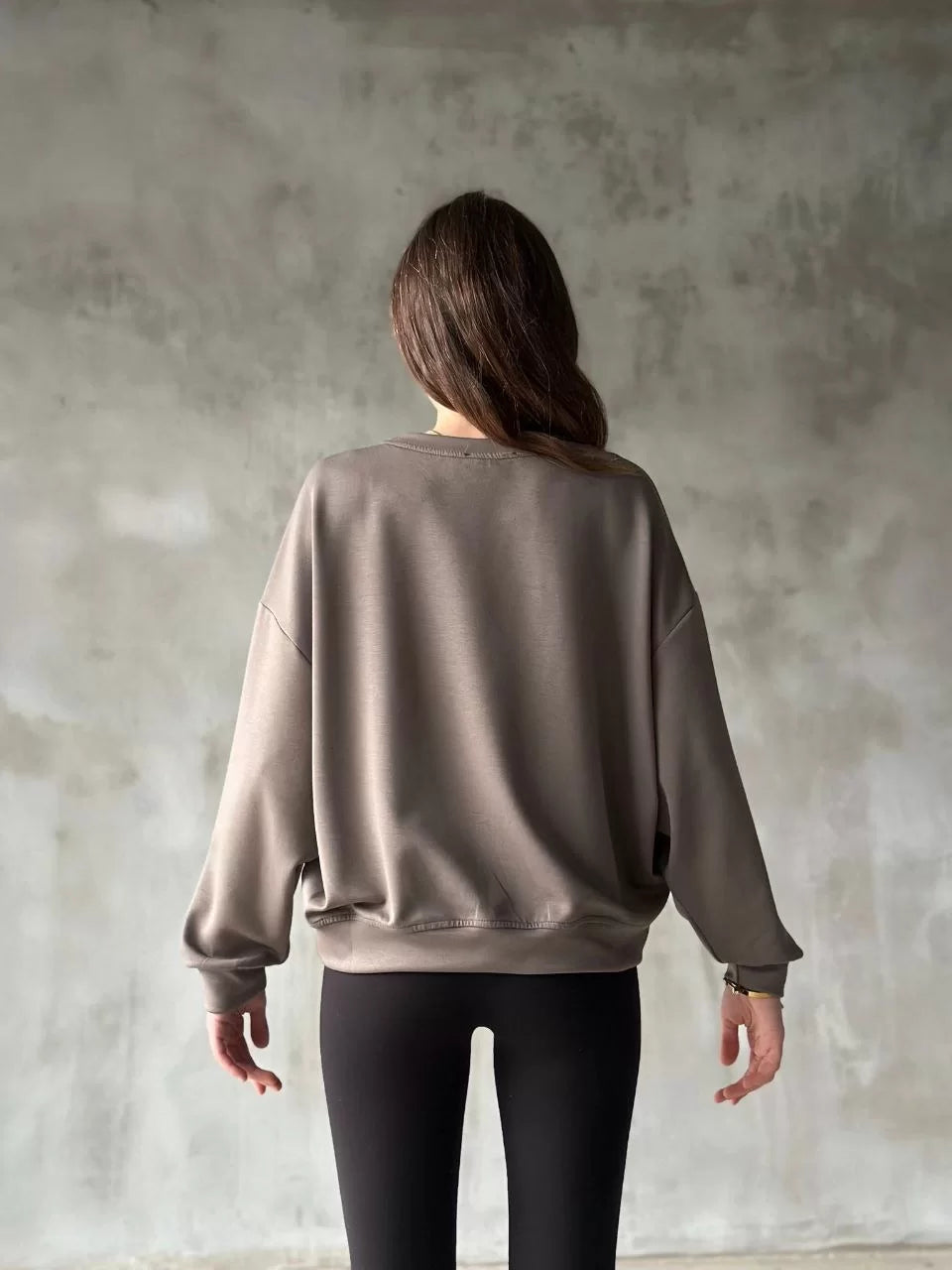 Osy Modal Yumuşak dokulu Kumaş Bisiklet Yaka Oversize Sweatshirt - Varsayılan