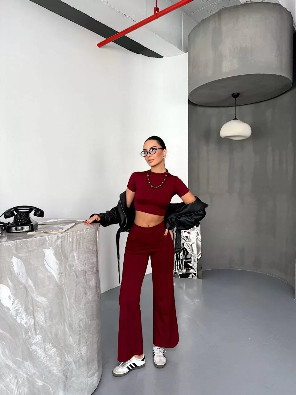 Osy Modal Yumuşak Dokulu Kumaş Kısa Kollu Crop Alt ispanyol Paça Pantalon ikili Takım - Varsayılan