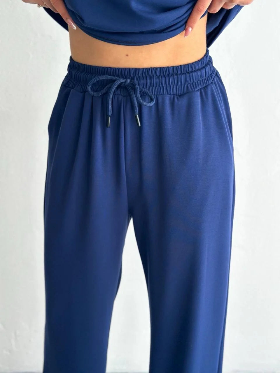 Osy Modal Yumuşak Dokulu Kumaş Kısa Kollu Yakalı T-shirt Pantalon ikili Takım- Siyah - Varsayılan