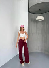 Osy Modal Yumuşak Dokulu Kumaş Nakış işlemeli Rahat Bol Paça Eşofman Pantalon - Varsayılan