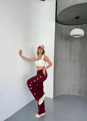 Osy Modal Yumuşak Dokulu Kumaş Nakış işlemeli Rahat Bol Paça Eşofman Pantalon - Varsayılan