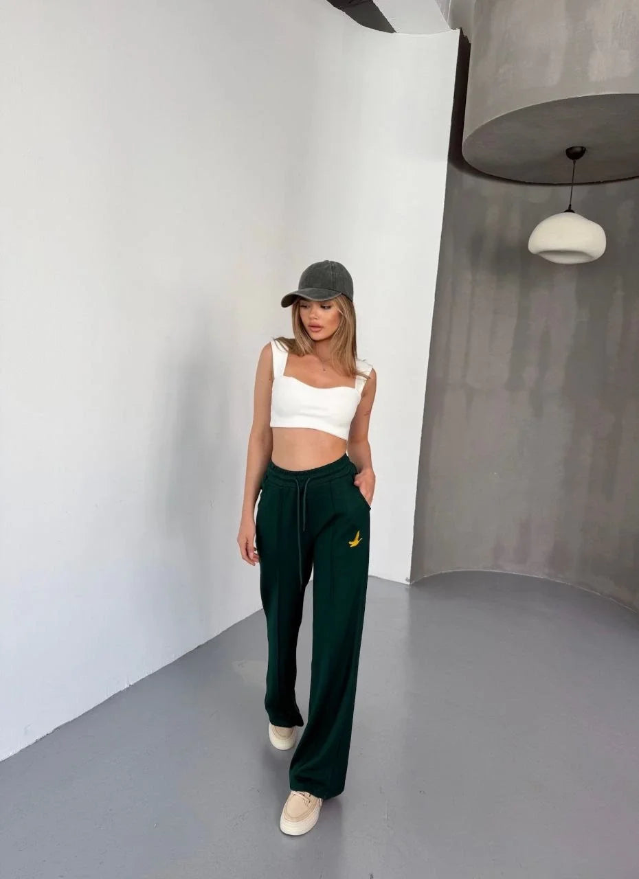 Osy Modal Yumuşak Dokulu Kumaş Nakış işlemeli Rahat Bol Paça Eşofman Pantalon - Varsayılan