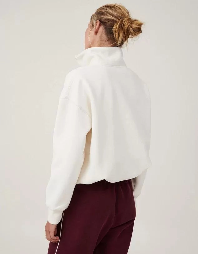 Oversize Yarım Farmuarlı Yakalı Basic SweatShirt - Varsayılan
