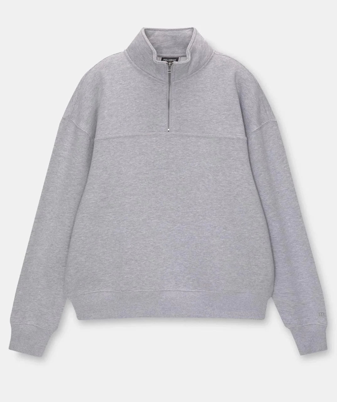 Oversize Yarım Farmuarlı Yakalı Basic SweatShirt - Varsayılan