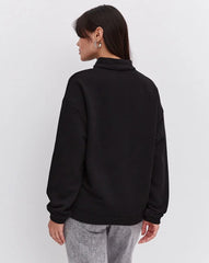 Oversize Yarım Farmuarlı Yakalı Basic SweatShirt - Varsayılan