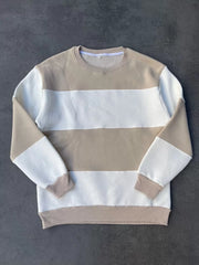 Parçalı Bisiklet Yaka Baskılı SweatShirt - Varsayılan