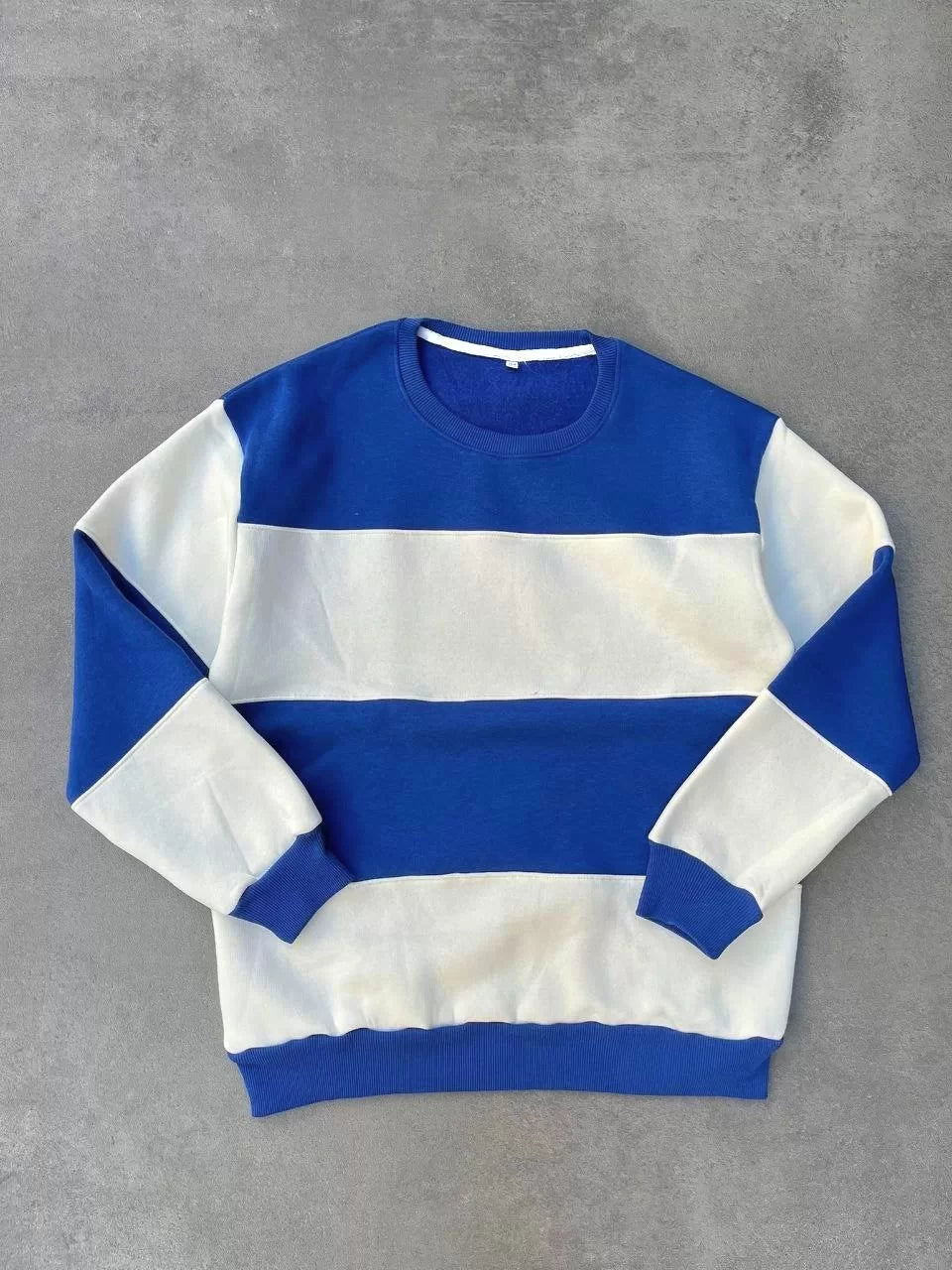 Parçalı Bisiklet Yaka Baskılı SweatShirt - Varsayılan
