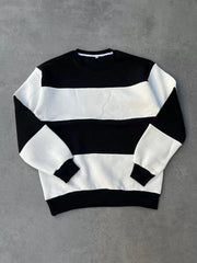 Parçalı Bisiklet Yaka Baskılı SweatShirt - Varsayılan