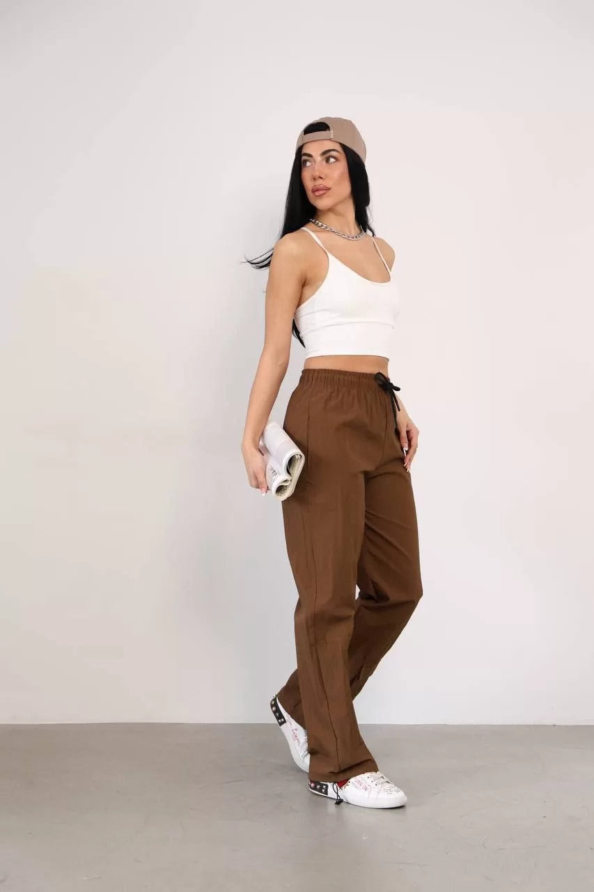Praşut Kumaş Paça Cepli Baggy Eşofman - Varsayılan