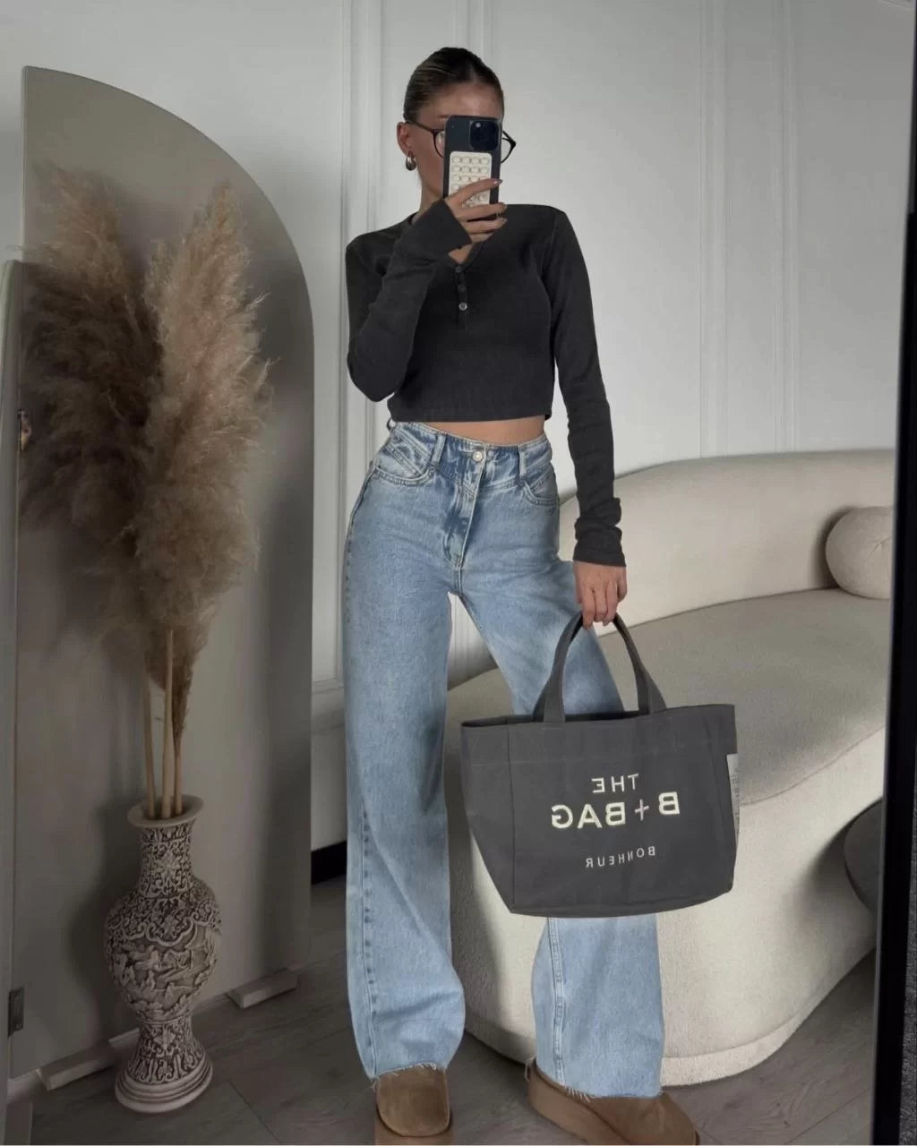 Düğme Detaylı Yıkamalı Crop - Varsayılan