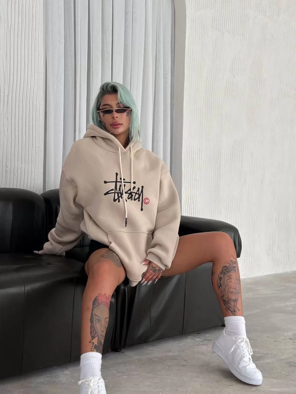 Üç İplik Kapşonlu Baskılı SweatShirt - Varsayılan