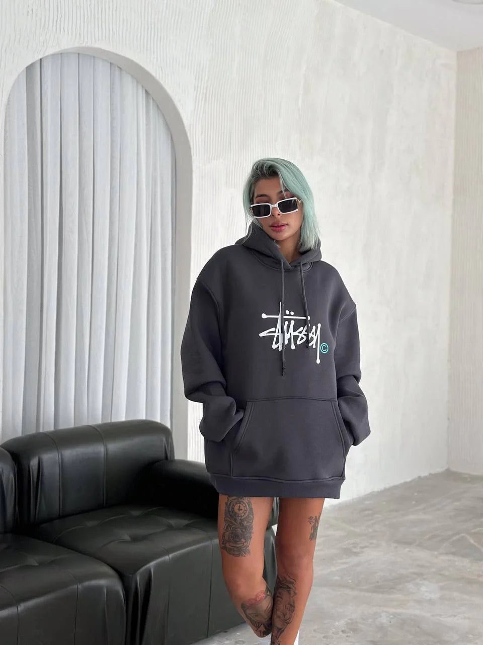 Üç İplik Kapşonlu Baskılı SweatShirt - Varsayılan