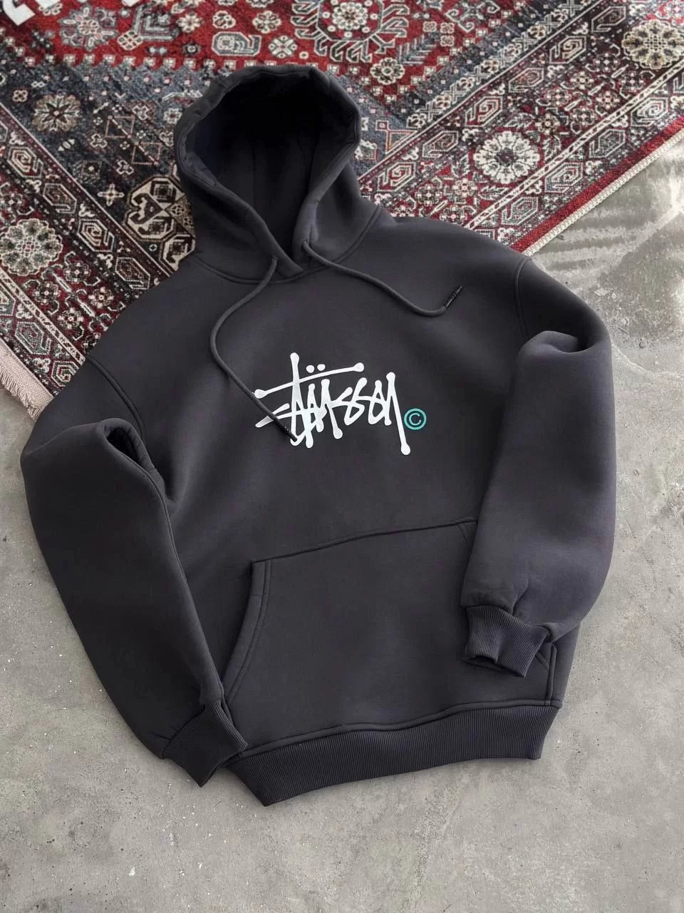 Üç İplik Kapşonlu Baskılı SweatShirt - Varsayılan