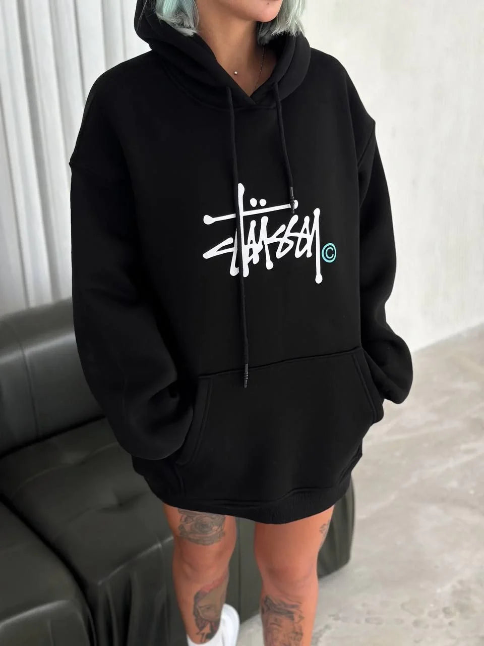 Üç İplik Kapşonlu Baskılı SweatShirt - Varsayılan
