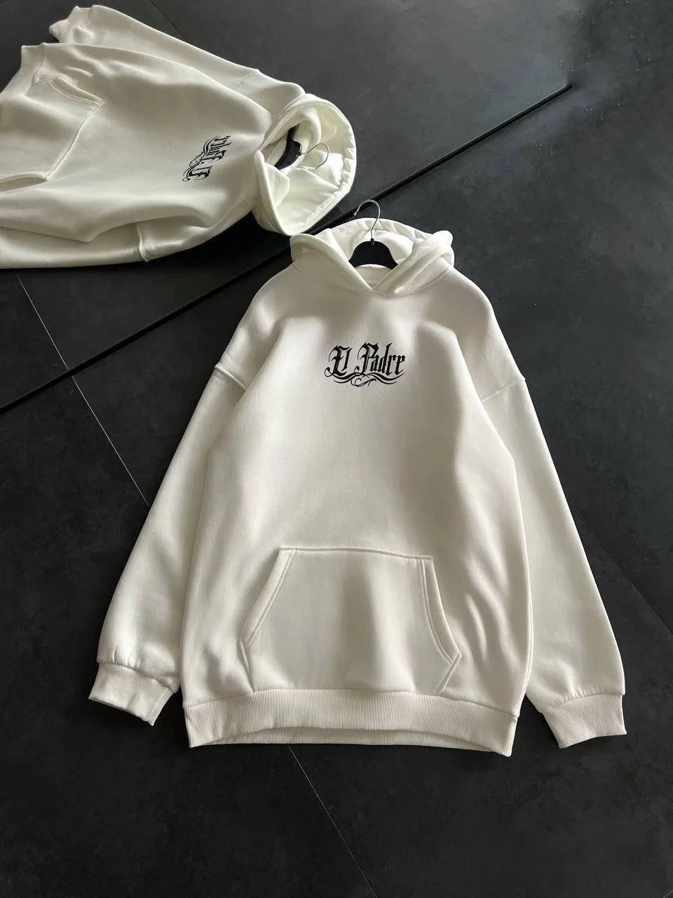 Üç İplik Penye Uzun Kol Kapşonlu Baskılı SweatShirt - Varsayılan