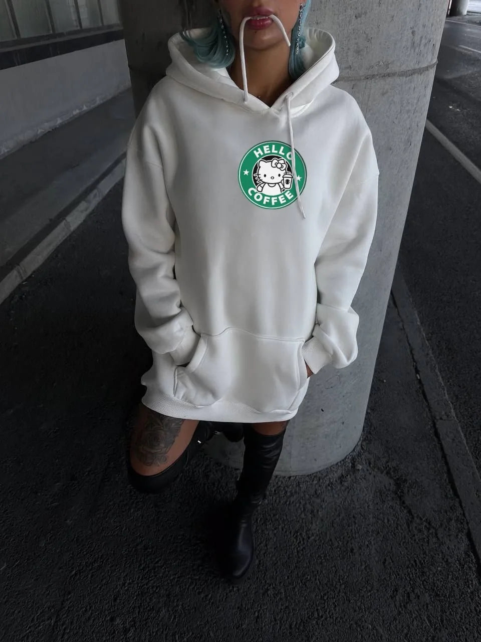 Üç İplik Penye Uzun Kol Kapüşonlu SweatShirt - Varsayılan