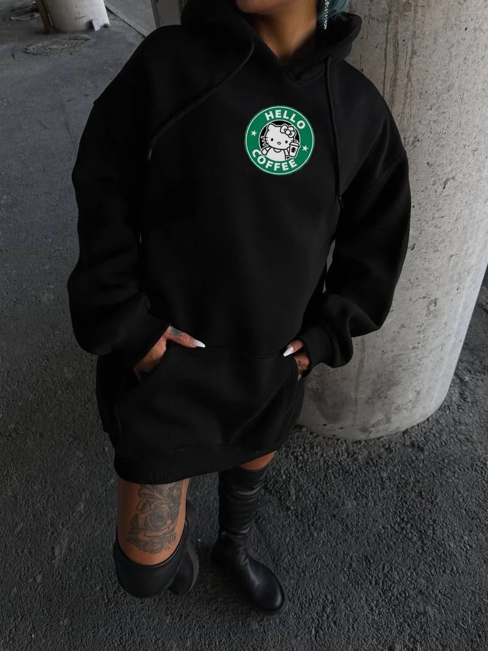 Üç İplik Penye Uzun Kol Kapüşonlu SweatShirt - Varsayılan