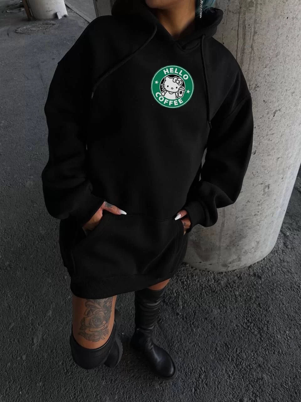 Üç İplik Penye Uzun Kol Kapüşonlu SweatShirt - Varsayılan