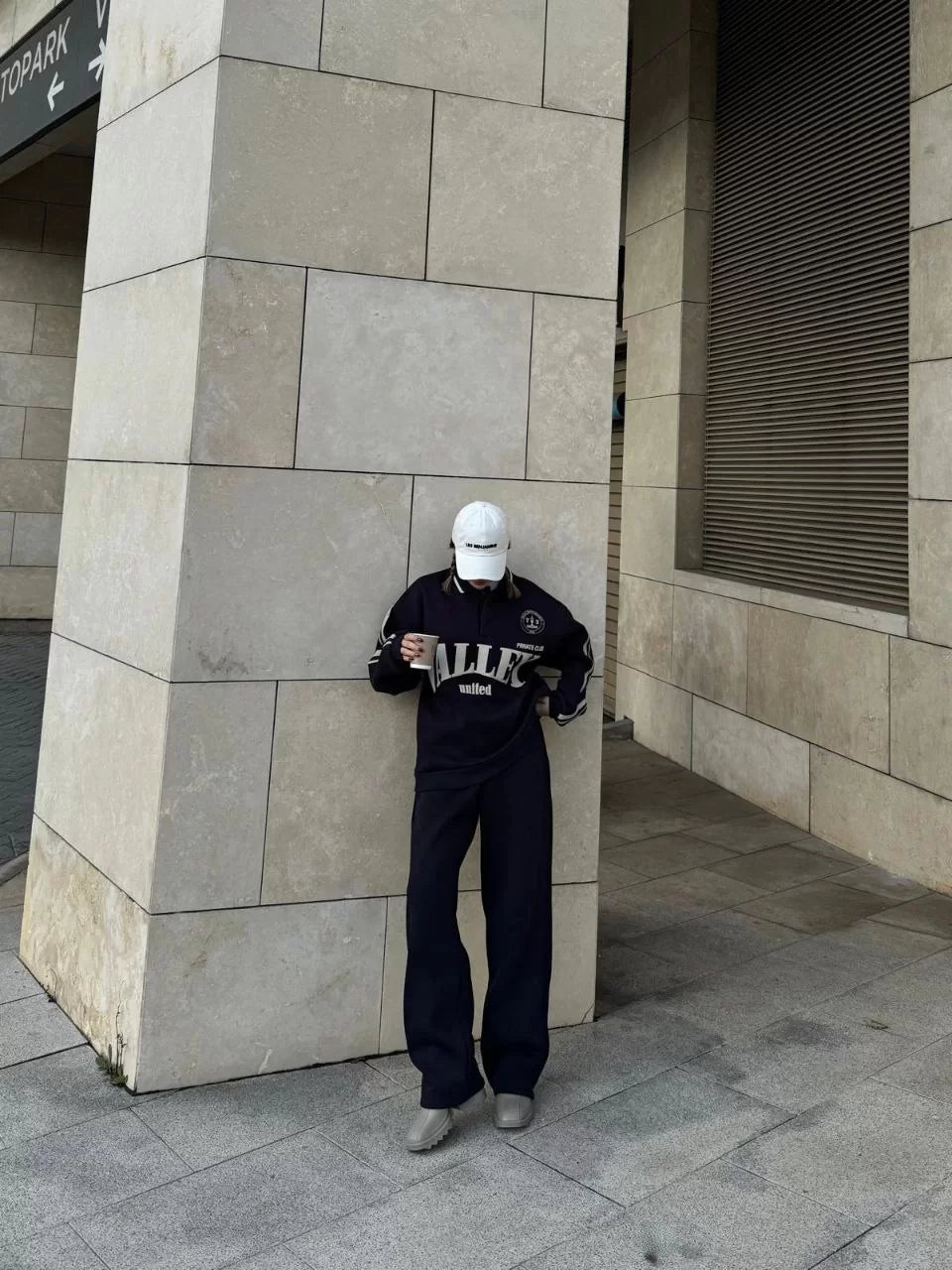 Üç İplik Yakalı Sweat Baggy Pantalonlu Takım - Varsayılan