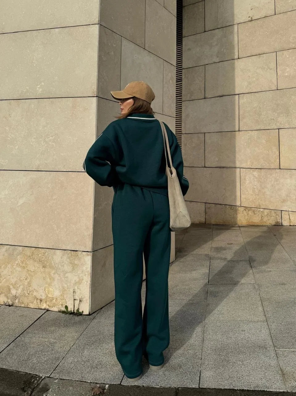 Üç İplik Yakalı Sweat Baggy Pantalonlu Takım - Varsayılan