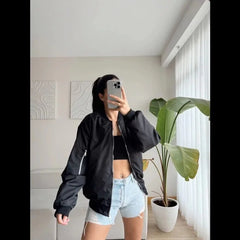 Unisex İçi Astarlı Düz Bomber Ceket - Varsayılan