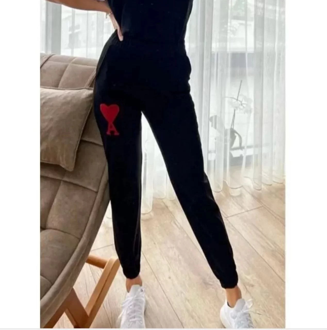 Unisex İki İplik Baskılı Oversize Eşofman Altı - Varsayılan