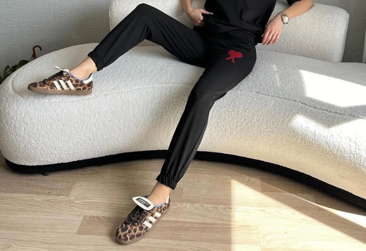 Unisex İki İplik Baskılı Oversize Eşofman Altı - Varsayılan
