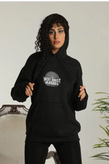 Unisex Sırt Baskılı Kapüşonlu Üç İplik Oversize Sweatshirt - Varsayılan