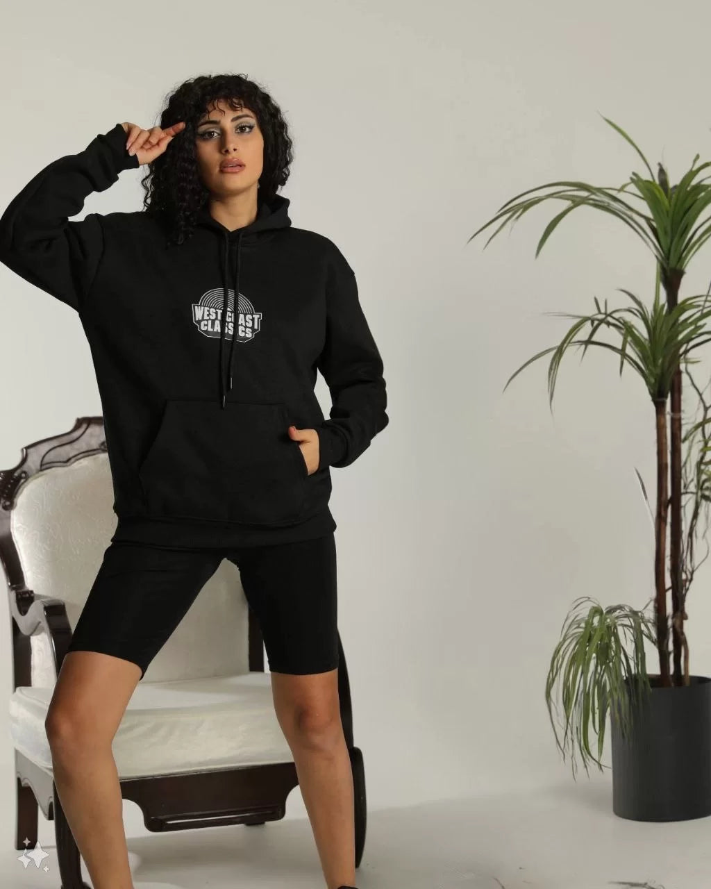 Unisex Sırt Baskılı Kapüşonlu Üç İplik Oversize Sweatshirt - Varsayılan