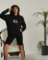 Unisex Sırt Baskılı Kapüşonlu Üç İplik Oversize Sweatshirt - Varsayılan