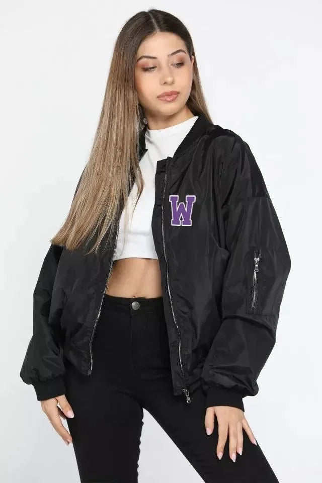 Unisex Uzun Kol Baskılı Bomber Ceket - Varsayılan