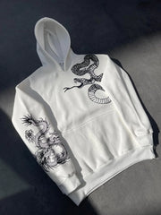 Uzun Kol Kapüşonlu Baskılı SweatShirt - Varsayılan
